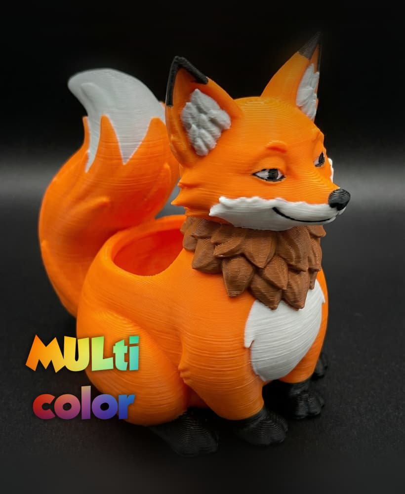 Cute Fox Planter Multi-Color 3MF | Home Decor | Bambu Ready 3d model