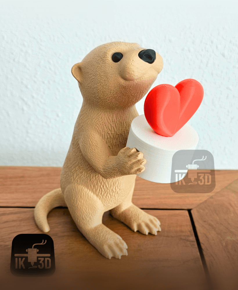 Otter With Heart Candle Holder / Multiparts & Multicolor 3d model