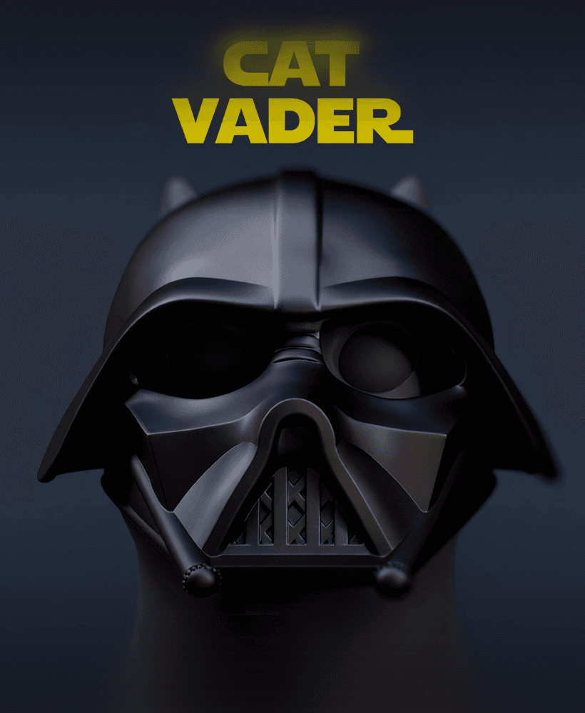 Darth Vader Cat Mask โ 3D Printable Cosplay for Pets 3d model
