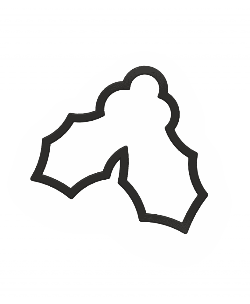 Double Holly Leaf Cookie Cutter STL File - 4 inches 3d model