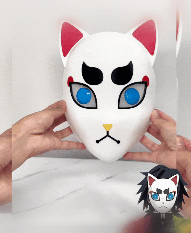 Demon Slayer – Giyu Tomioka Cosplay Mask (Magnetic Pupils) 3d model