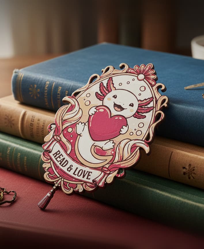Valentine Axolotl Bookmark3 - Hueforge - 4 colors 3d model