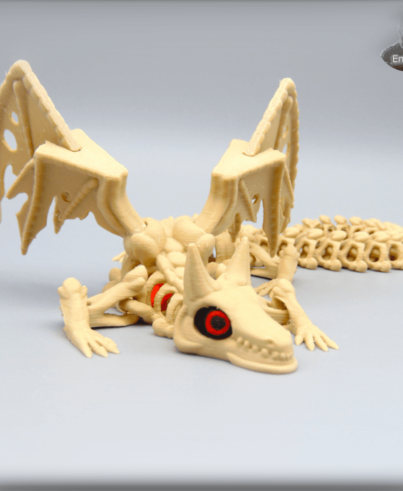 Skeleton Dragon V2 - Articulated - Print in place - No Supports - Fantasy 3d model