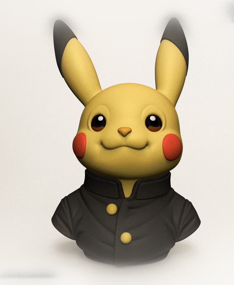 Pikachu School Uniform Bust – STL & 3MF Files 3d model