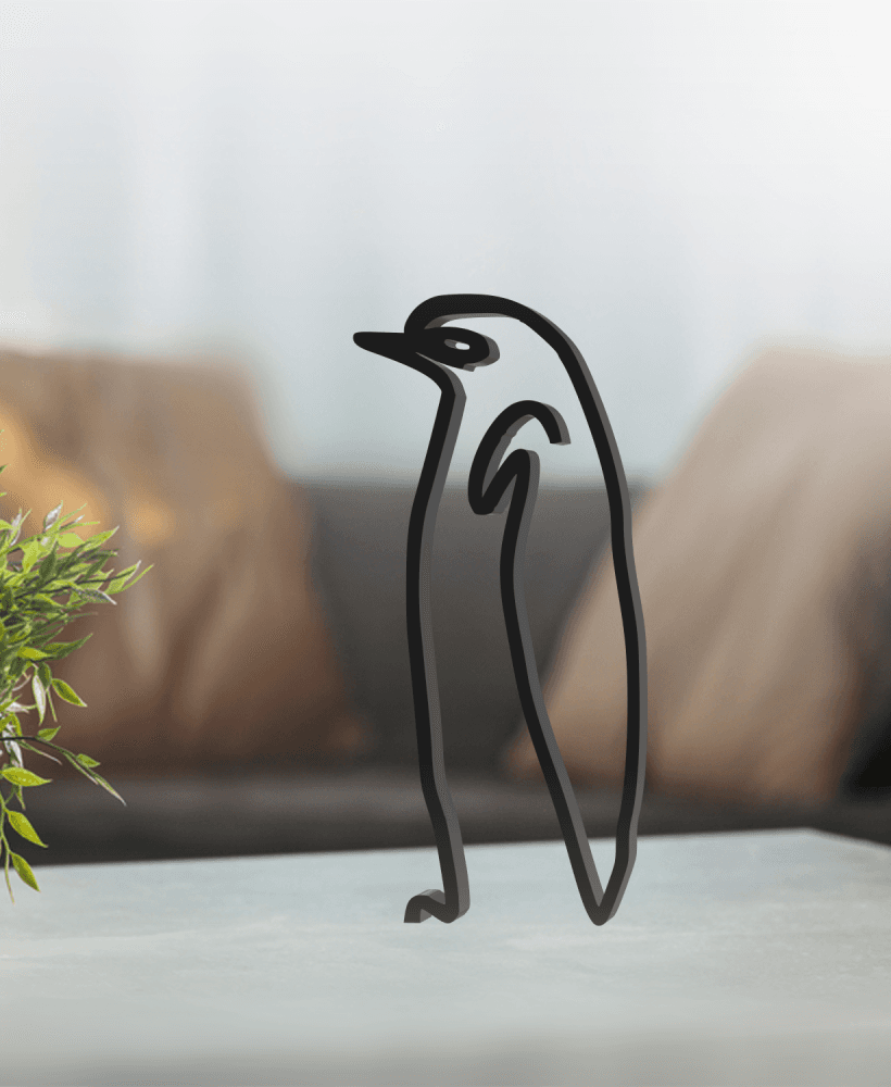 Penguin Line Art, Modern, Minimalist 3d model
