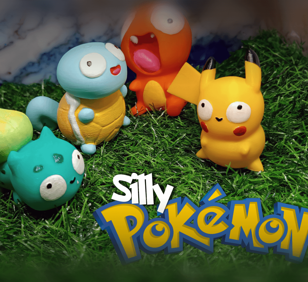 Silly Pokémon Set, Pikachu Charmander Bulbasuar Squirtle (4pcs) 3d model