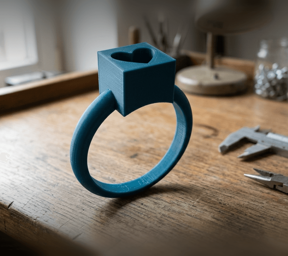 Geometric Heart Pendant Ring 3d model
