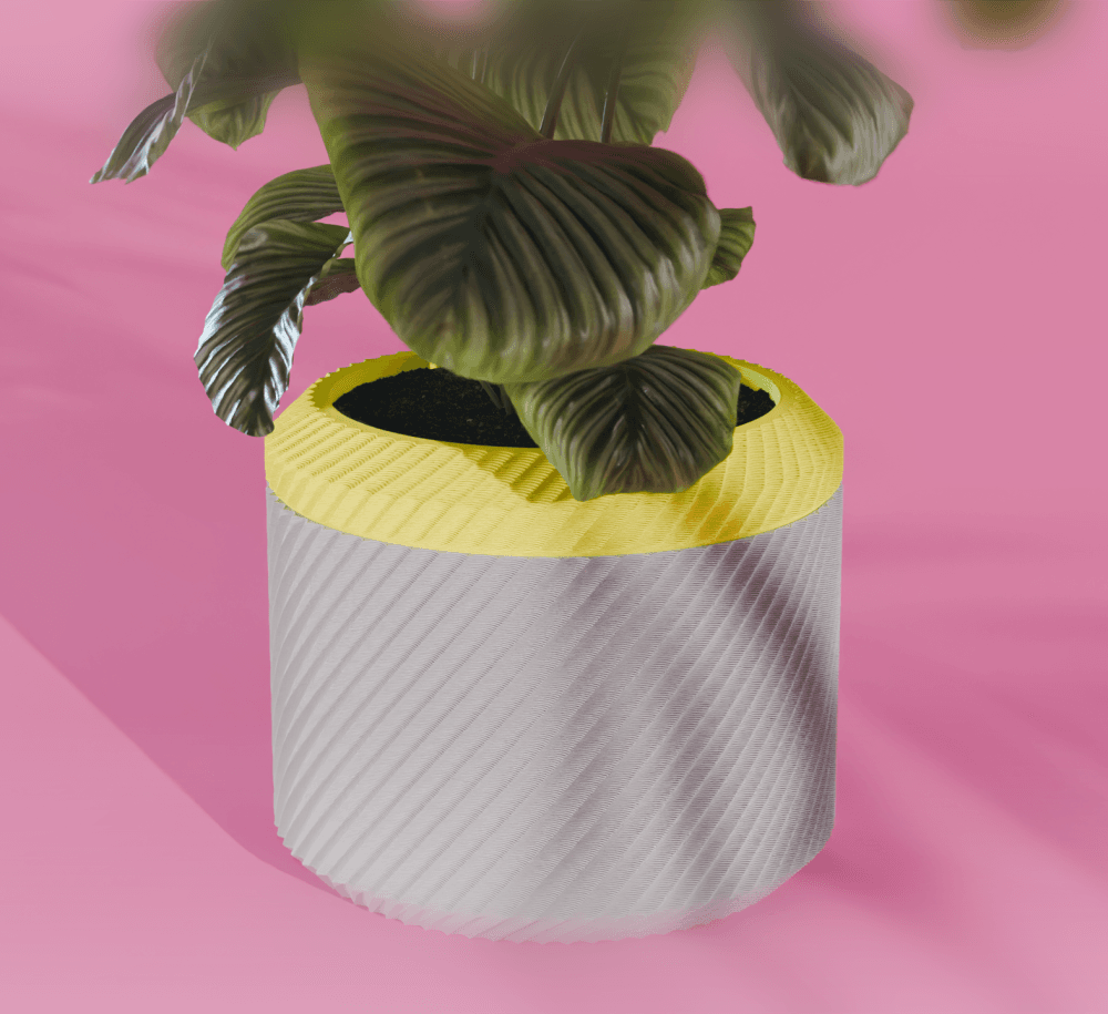 Nami Planter Pot, Scalloped Reverse Diagonal | Small, Medium, Large | Self Watering and Drip Tray 3d model