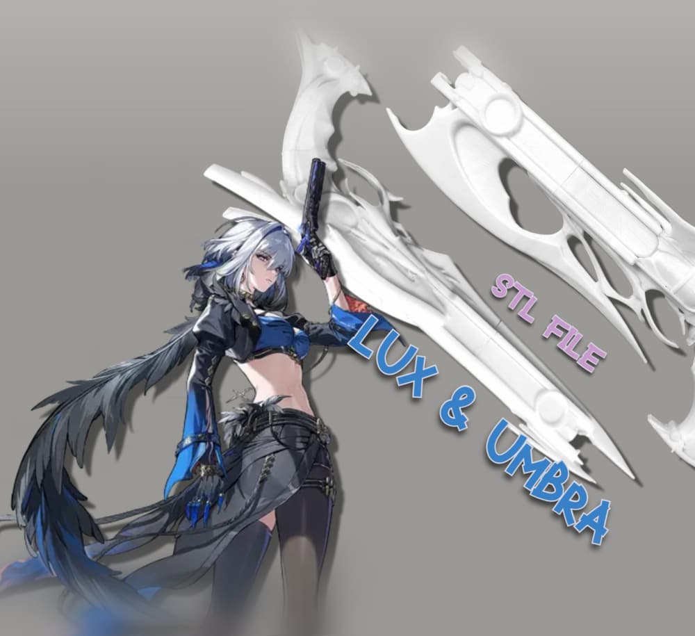 STL Files | Wuthering Waves ( WUWA) Lux & Umbra - Galbrena weapon for cosplay / prop weapon 3d model
