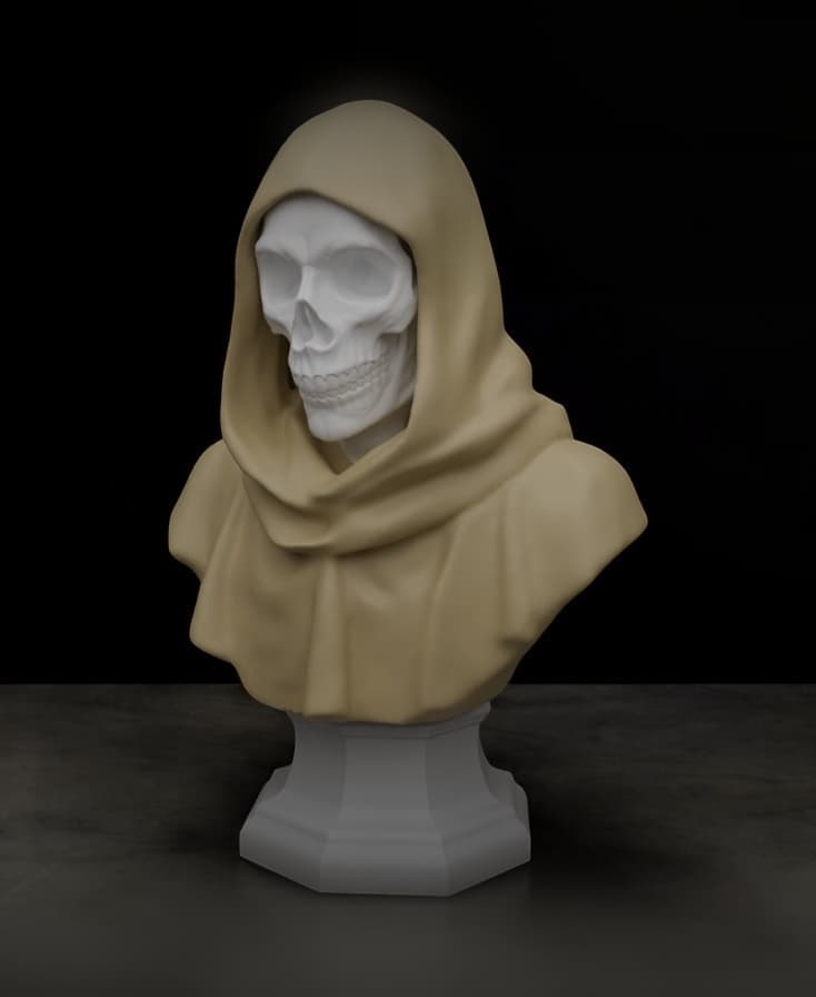 Hooded Skeleton Bust 3d model