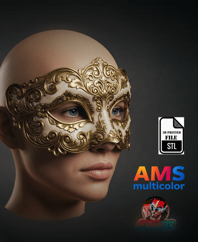Royal Venetian Mask /STL & 3MF multicolor / cosplay 3d model