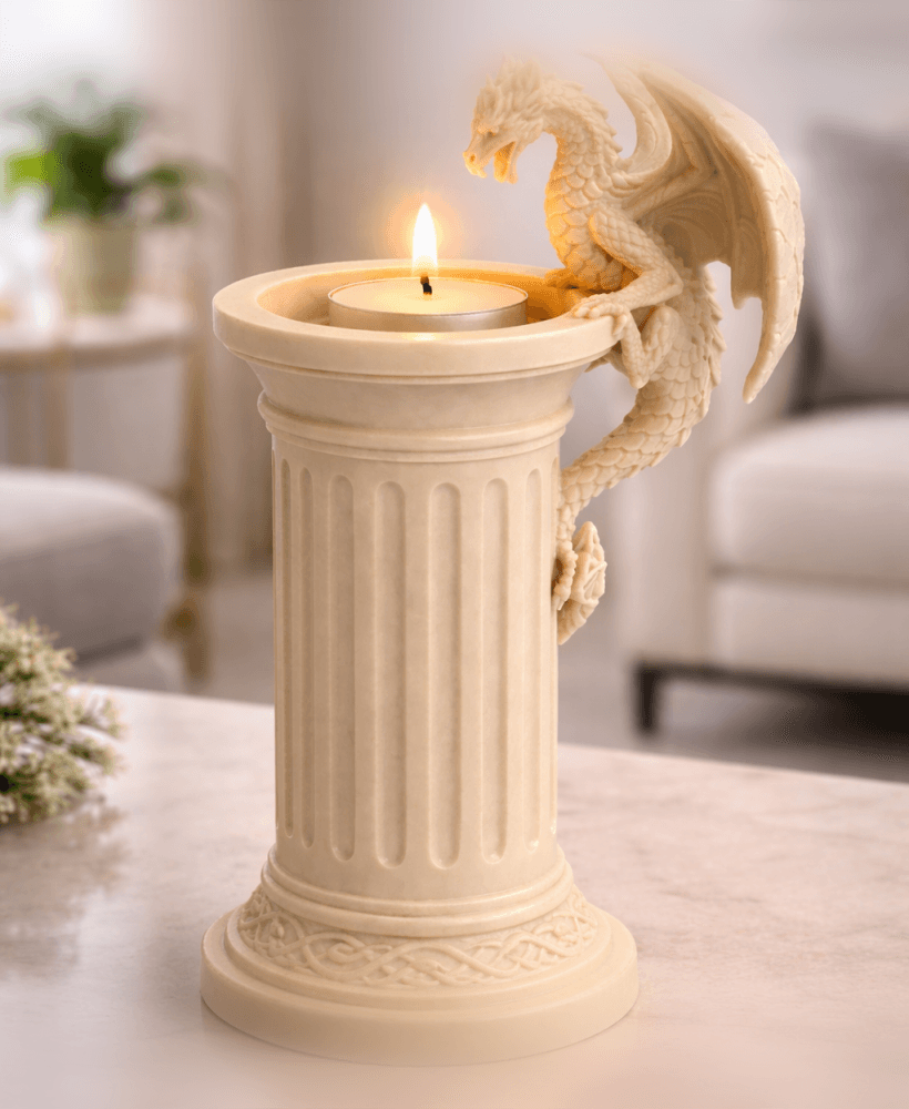 Dragon Pillar Tealight Holder STL – Fantasy Column Candle Decor 3d model