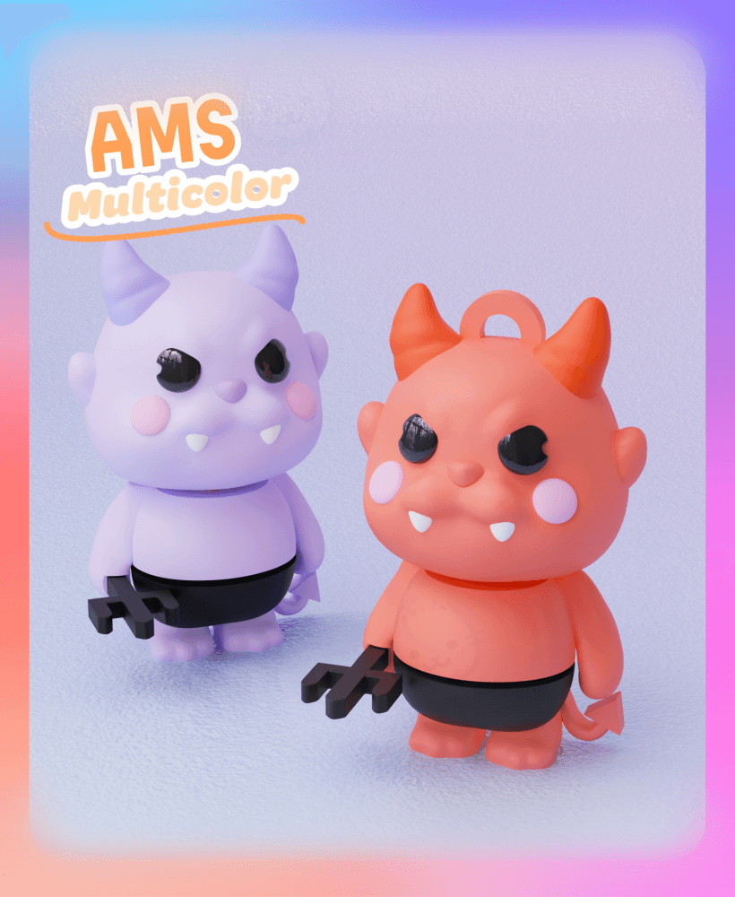 Flexi Little Devil Keychain (Multicolor) 3d model