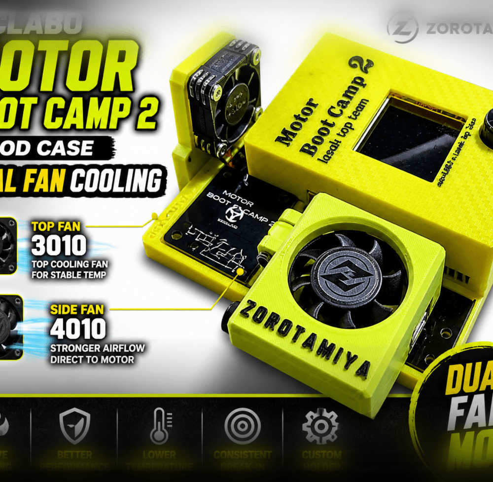 Miclabo Motor Boot Camp 2 MOD Case + Dual Fan Cooling (3010 Top + 4010 Side Holder Fan) 3d model
