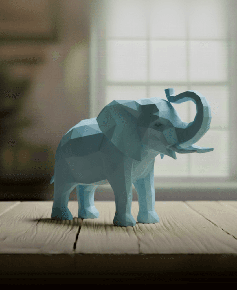 Majestic Low Poly Elephant - Geometric Safari Sculpture 3d model
