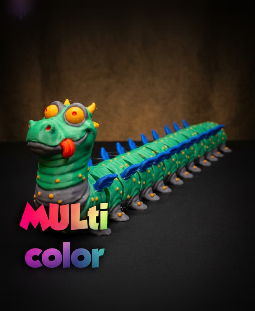 Monster Caterpillar Flexi 3MF | Fantasy Toy Multi-Color | Articulated 3d model