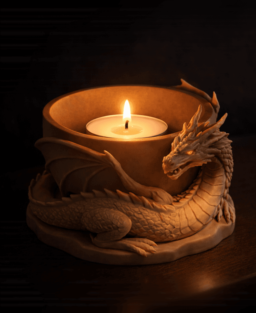Dragon Bowl Tealight Holder STL – Fantasy Candle Decor 3D Print 3d model