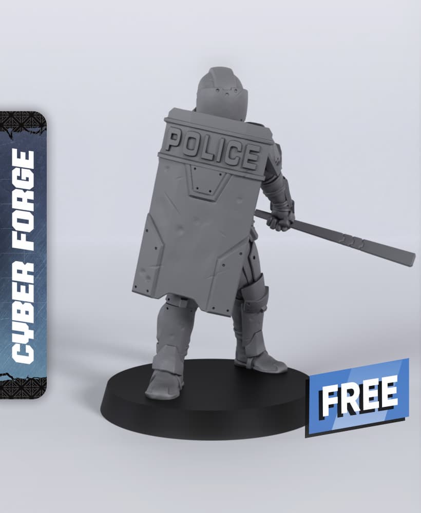 Riot Officer Bob Blunt - With Free Cyberpunk - Sci-Fi Gift Ideas for RPG and Wargamers 3d model