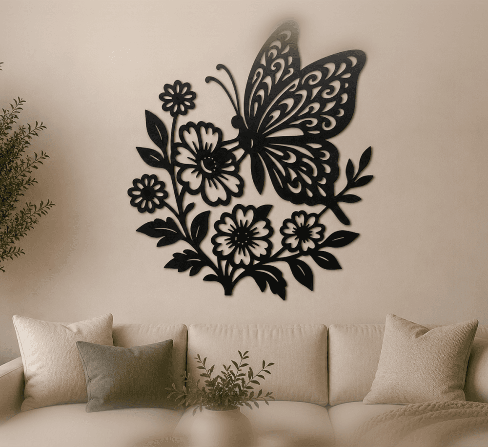Butterfly Floral 2D Wall Art.stl 3d model
