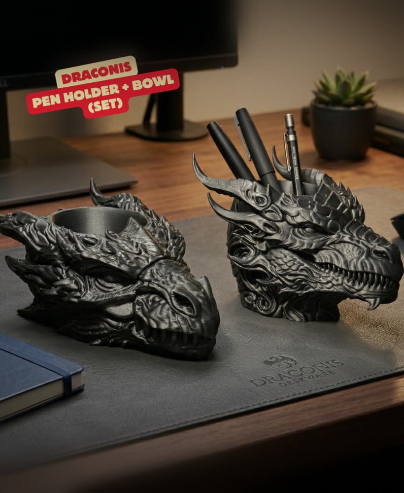DRACONIS - PEN HOLDER + BOWL (SET) / GOTHIC DECOR / TOOLS / ORGANIZER / DESKTOP ORGANIZER SET 3d model
