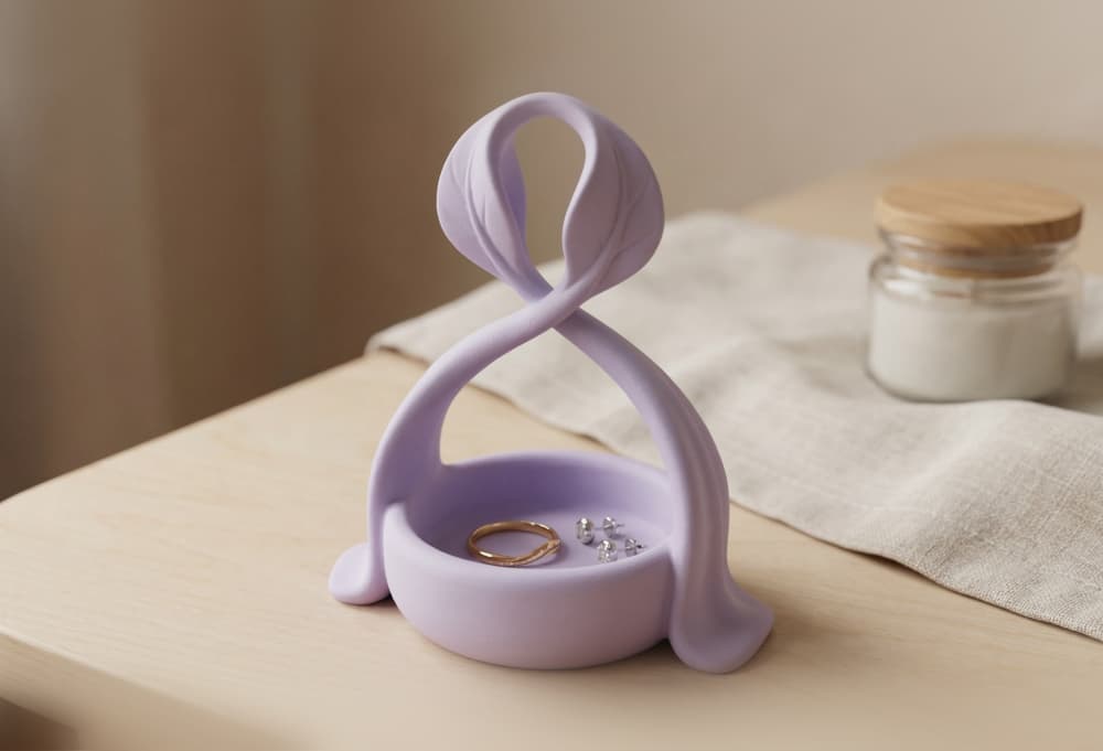 Sculptural Ribbon Jewelry Dish – Biomorphic Coquette Catchall Tray 3d model