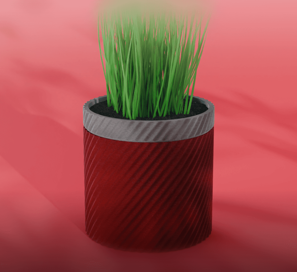 Mizu Planter Pot, Wavy Diagonal | Small, Medium, Large | Self Watering and Drip Tray 3d model