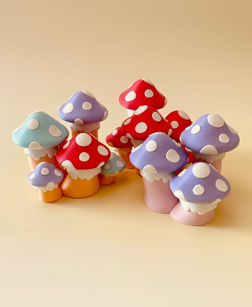 Toadstool Mushroom Cluster Multi Clicker Keychain Fidget Toy Bundle 3d model