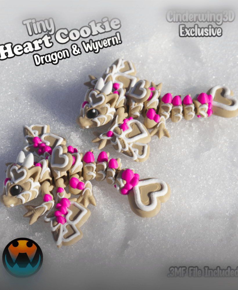 Tiny Cookie Heart Wyvern & Dragon 3d model