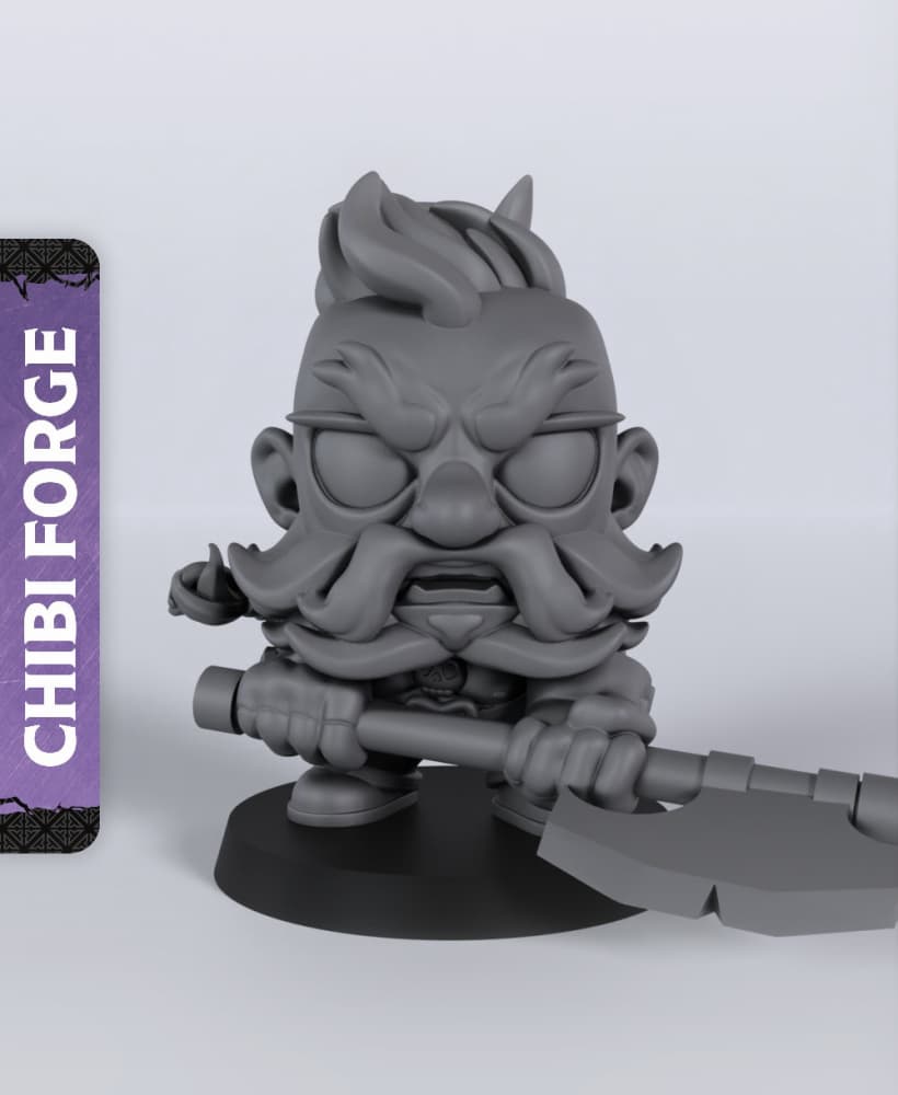 Male Dwarf Barbarian Chibi - With Free Dragon - 5e DnD Inspired for RPG and Wargamers 3d model