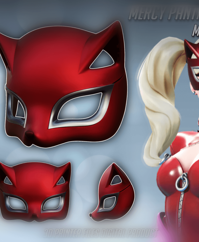 Mercy Panther Cosplay Mask OverWatch 2 Persona Colab 3d model