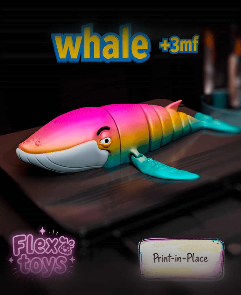 FlexiโฏWhale โ PrintโinโPlace Fully Articulated 3D Printable Model 3d model