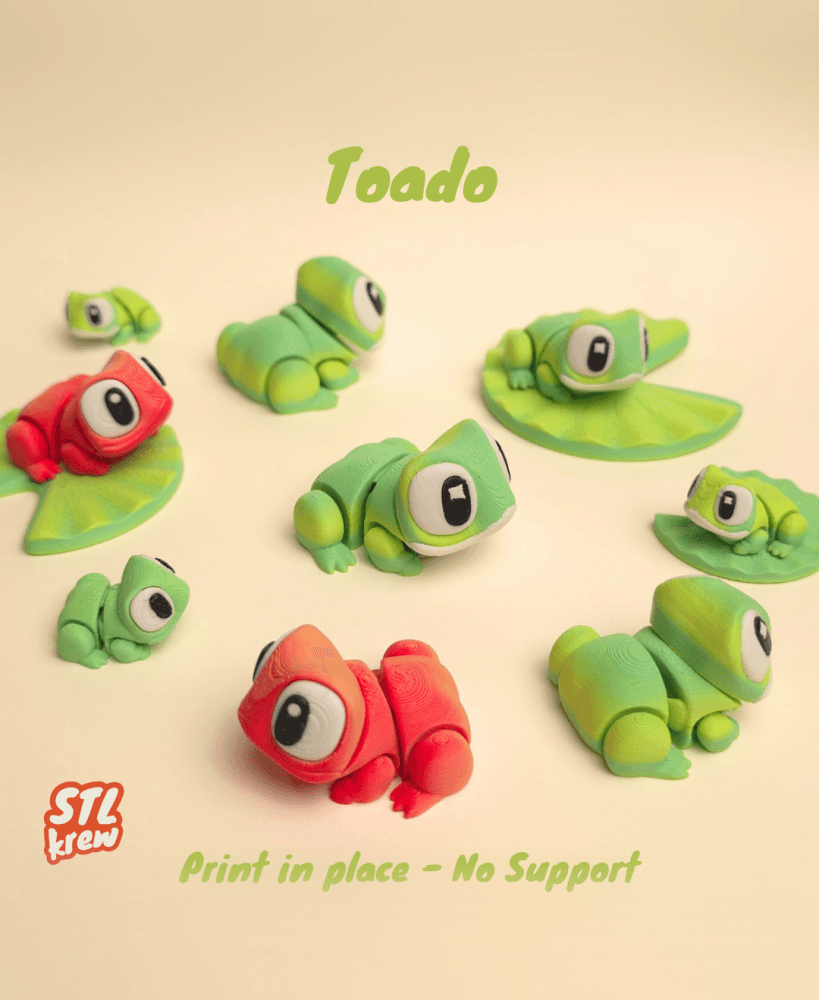 Cute articulated frog - toado - no support, print in place 3d model
