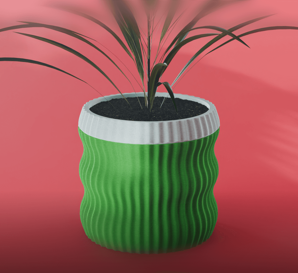 Hana Planter Pot, Wavy | Small, Medium, Large | Self Watering and Drip Tray 3d model