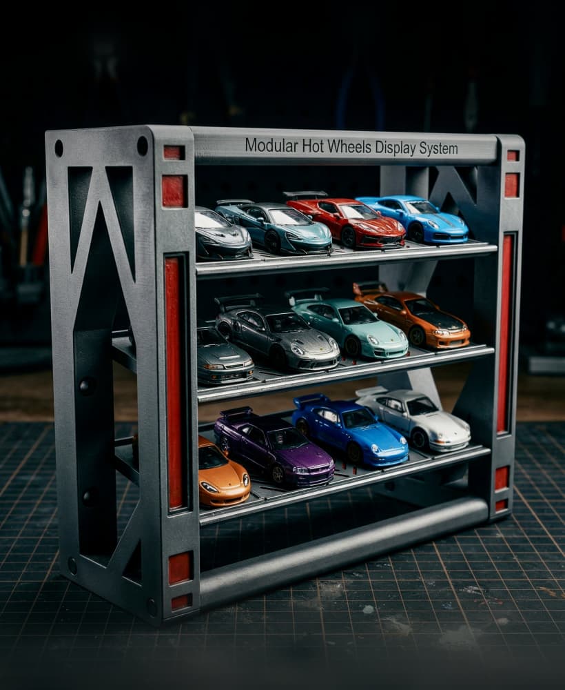 Ultimate Modular Hot Wheels Display System (Wall & Desk Mount, LED Ready) - 1/64 Scale 3d model