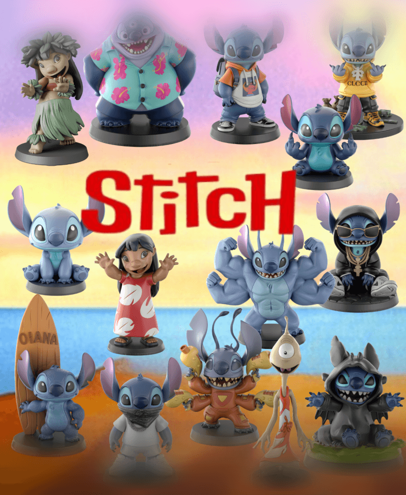 Lilo and Stitch STL Files - Stitch Funny Poses - Alien 3D Print Models 3d model