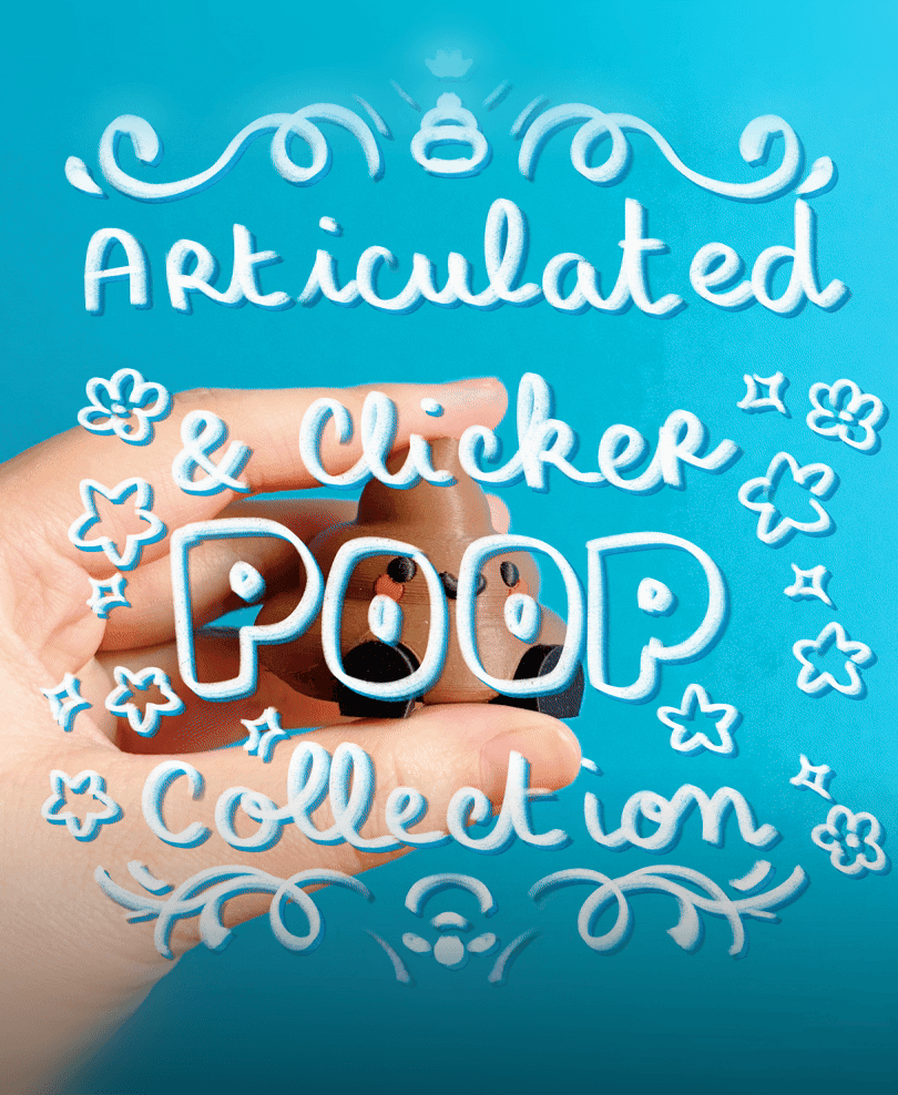 Cute Articulated & Clicker Poop | No AMS | Print-in-place | Support-free 3d model