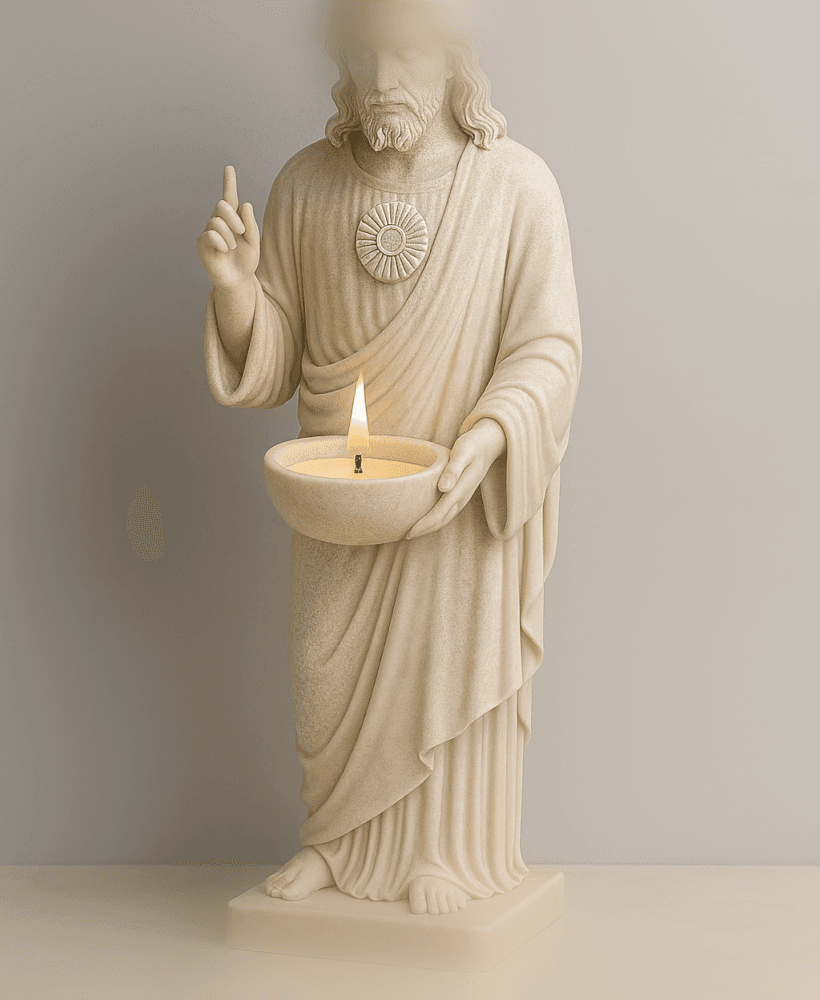 Free Sacred Heart Jesus Tealight Holder STL – Christian Statue Candle Holder 3D Print 3d model