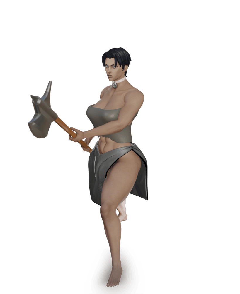 Battle Maiden with Halberd 3d model