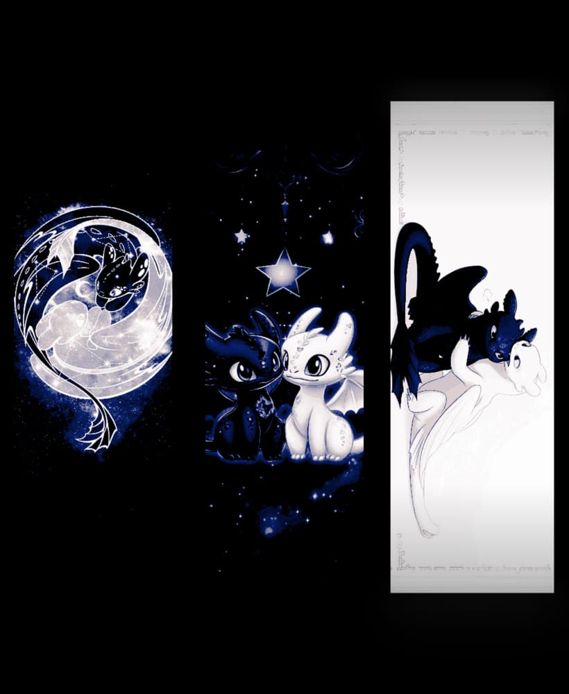 Fan Art depiction of a black and a white dragon together -set of bookmarks 3d model