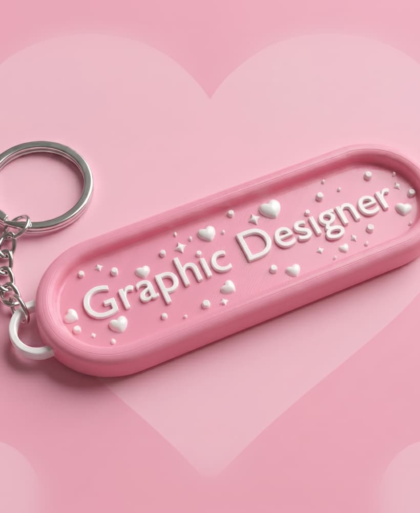 Kawaii Graphic Designer Keychain | Cute 3D Typography Charm | Premium STL & OBJ 3d model