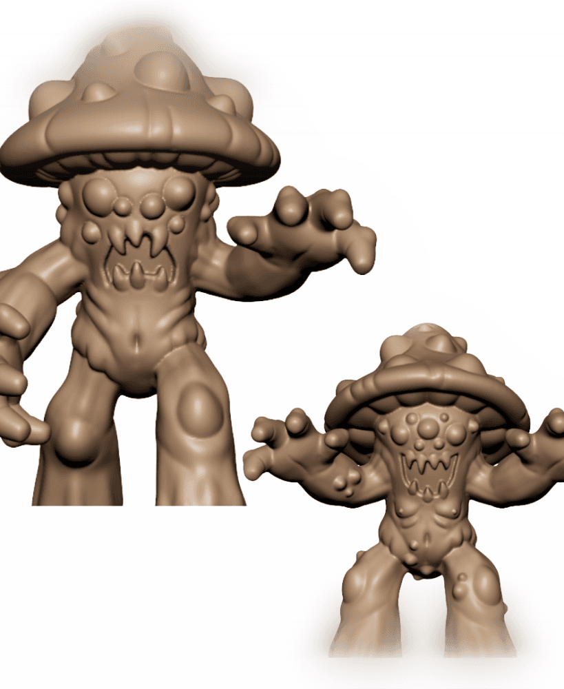 Dark Fantasy Fungus Folk Tabletop Miniatures 32mm Two STL Pack 3d model
