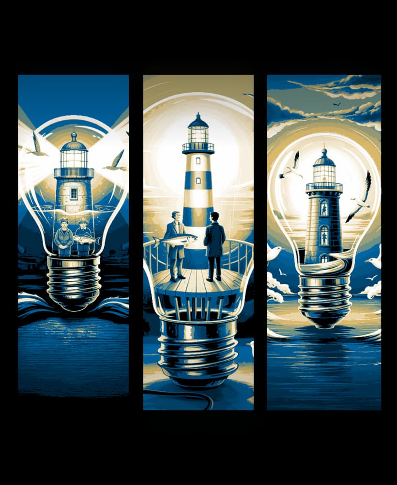 Lighthouse in a bulb - twist on reality - Set of bookmarks 3d model