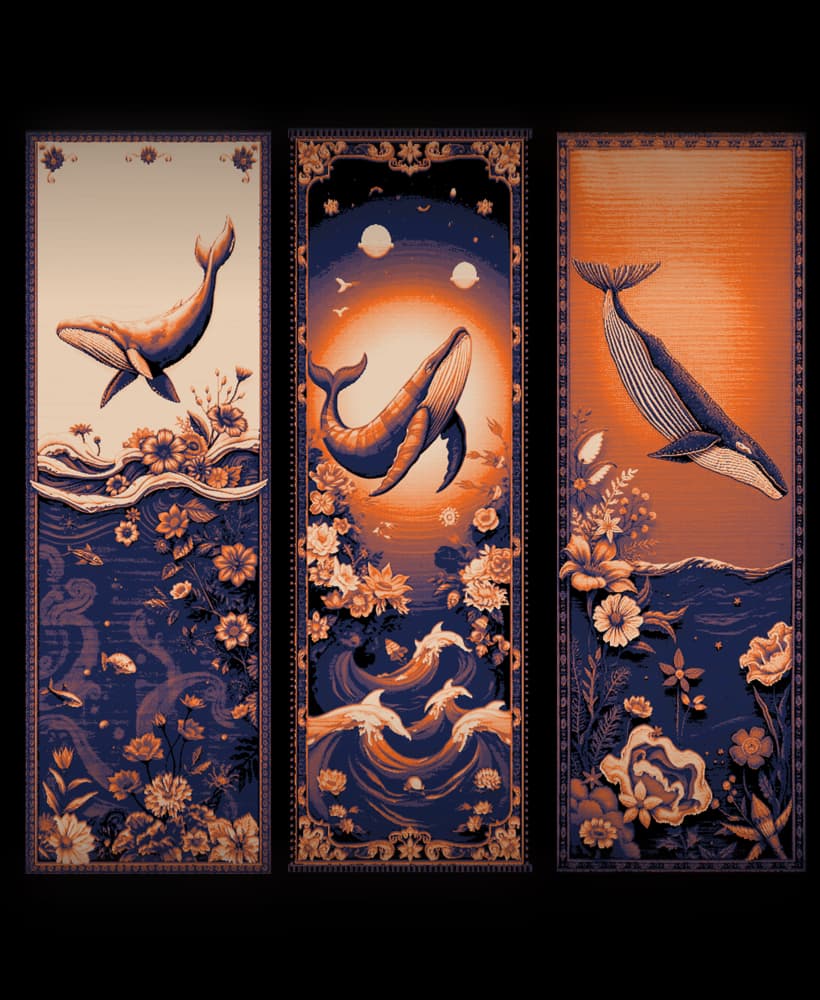 Quilts of the wonders of the sea - whales! - Set of bookmarks 3d model