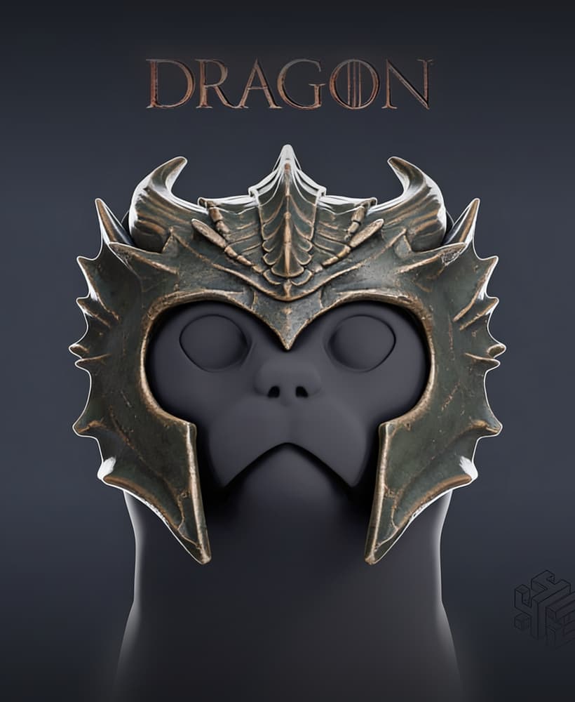 Dragon Cat Mask – Fantasy Wearable Helmet for Cats 3d model