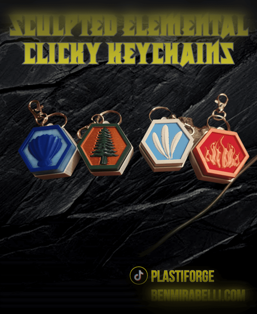 Sculpted Elemental Clicky Keychains 3d model