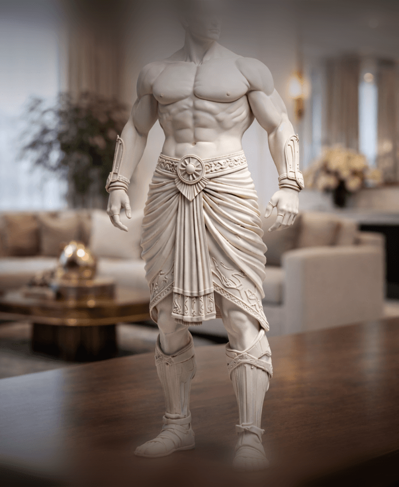 Mythic Warrior Prince Statue STL – Ancient Hero Sculpture for 3D Printing 3d model