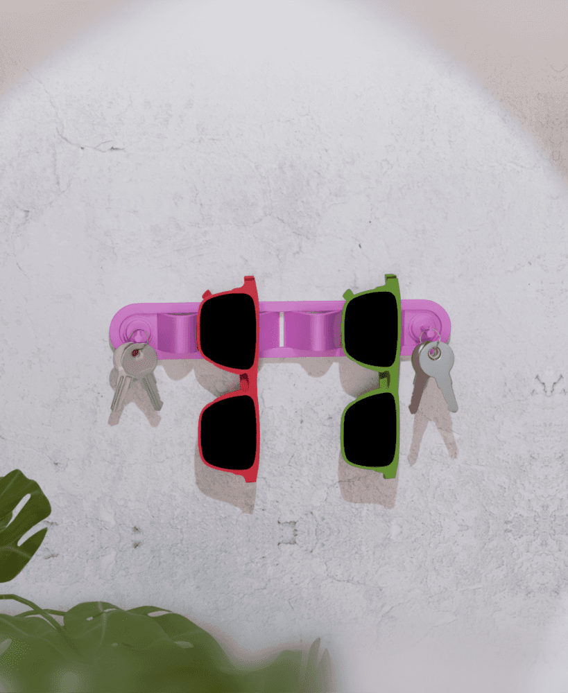 Modular Wall-Mounted Sunglasses and Key Organizer Rack 3d model