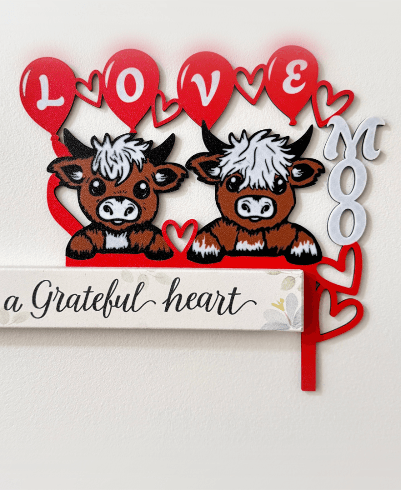 Highland Cow Love Moo Door Corner Decor 3d model