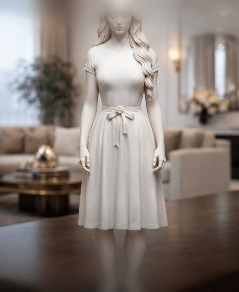 Elegant Woman Dress Statue STL – Minimal Female Figure for 3D Printing 3d model
