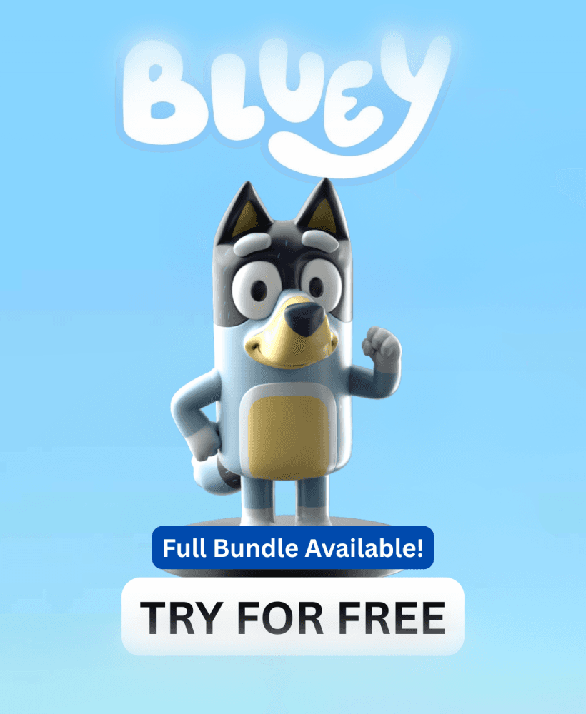 Bandit Bluey - Free Sample STL Kids Cartoon | Full 13-Character Bundle on Profile 3d model